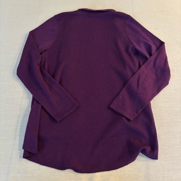 Eileen Fisher 100% Merino Wool Open Cardigan Purple Long S - Picture 6 of 9